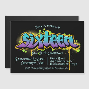Graffiti Sixtton Magnetisk Inbjudningskort