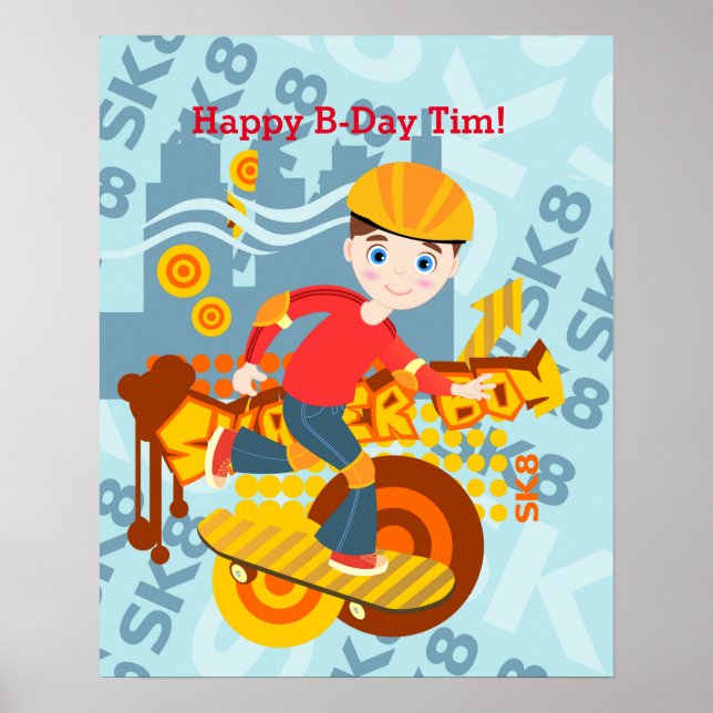 Graffiti skateboard födelsedagsfest poster (Framsidan)