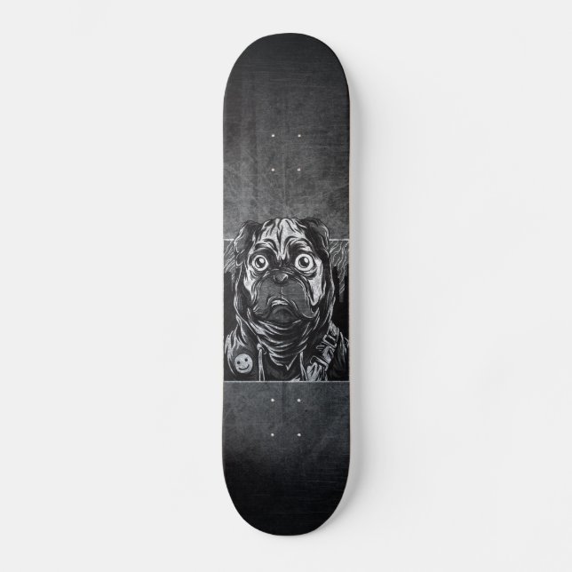 graffiti skateboards pug grunge noir et blanc (Framsida)