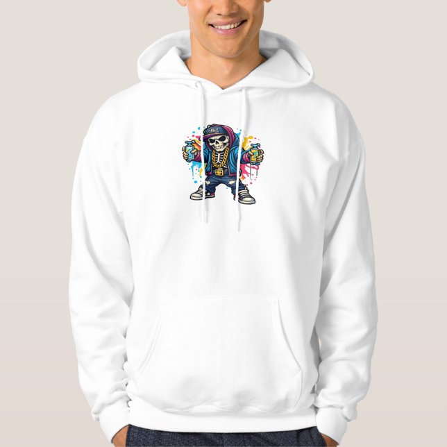 Graffiti Skeleton Spray Paint – Urban Street Art Hoodie (Framsida)