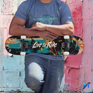 Graffiti Skull Pop Art - Bold Live to Ride Motto Mini Skateboard Bräda 18,5 Cm