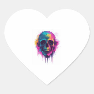 Graffiti Skull Rebel Hjärtformat Klistermärke