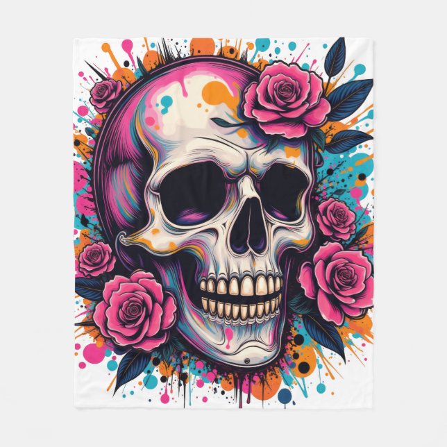 Graffiti Skull & Ro Fleece Blanket (Framsidan)