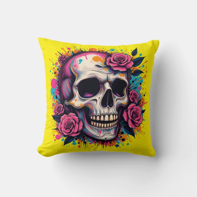 Graffiti Skull & Ro Personlig Kudde (Framsida)