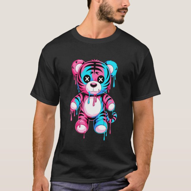 Graffiti Smältande Konst Tiger Tigrar T Shirt (Framsida)