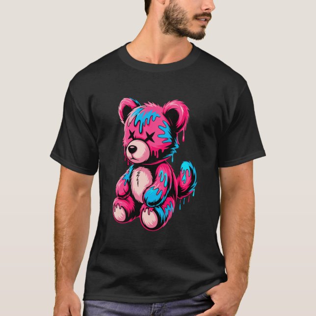 Graffiti Smältande Konst Varg Vargar T Shirt (Framsida)