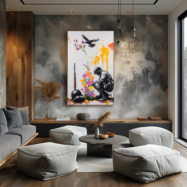 Graffiti Soldat & Blommor – Fredlig protestkonst Poster (Skapare uppladdad)