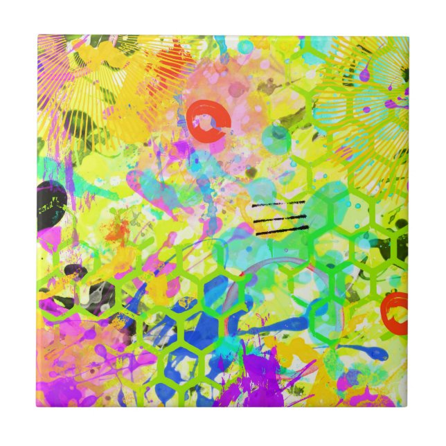 Graffiti sommar abstrakt 2 kakelplatta (Framsidan)