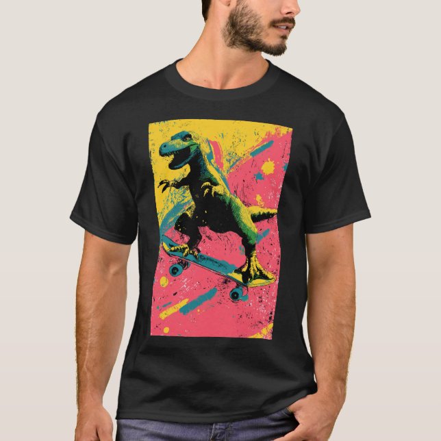 Graffiti Splatter T-Rex Skater T Shirt (Framsida)