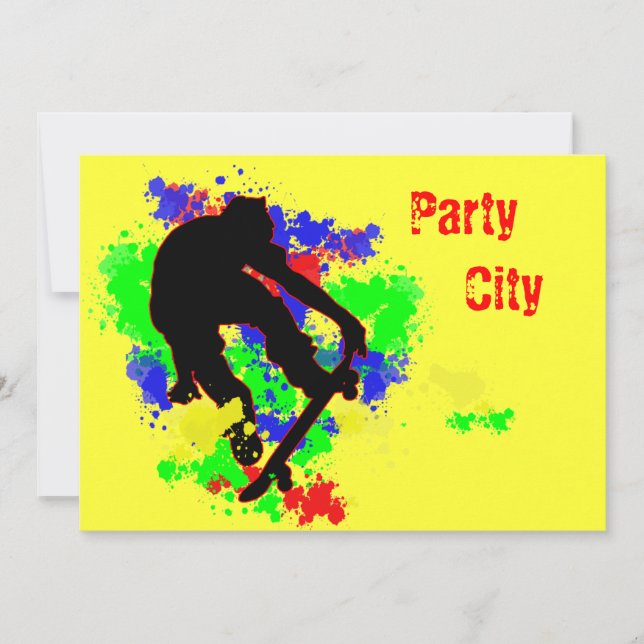 Graffiti Splotch Skateboard Party Inbjudningar (Framsida)