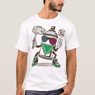 Graffiti spray kan bomber selfie t shirt