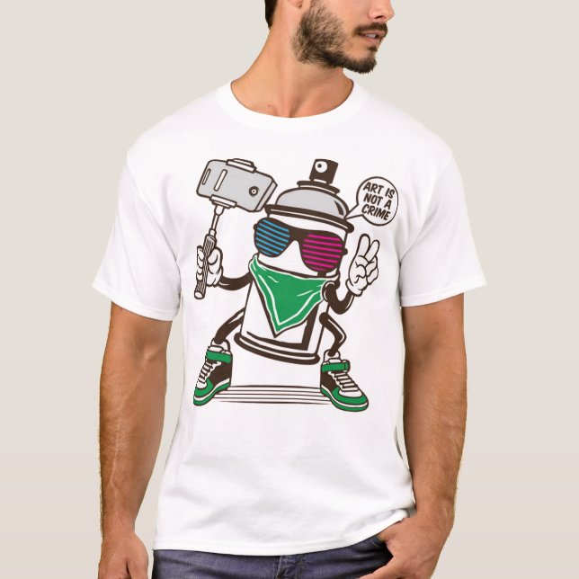 Graffiti spray kan bomber selfie t shirt (Framsida)