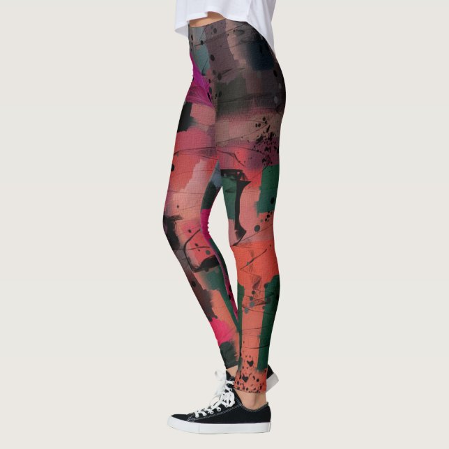 Graffiti Stil Colorful Abstrakt Art Leggings (Vänster)