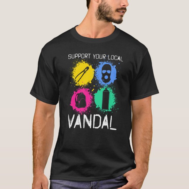 Graffiti Stil Colos Hiphop Rap Spray T Shirt (Framsida)