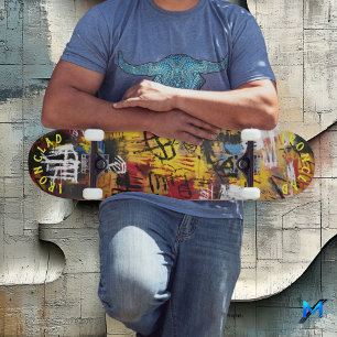 Graffiti Stil Fet Abstrakt Design & Urban Atmosfär Mini Skateboard Bräda 18,5 Cm