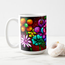 Graffiti Stil Flowers & Ladybug Rosa Lila Red