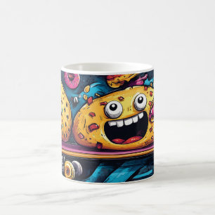 Graffiti-Stil Food Characters på Skateboard Kaffemugg