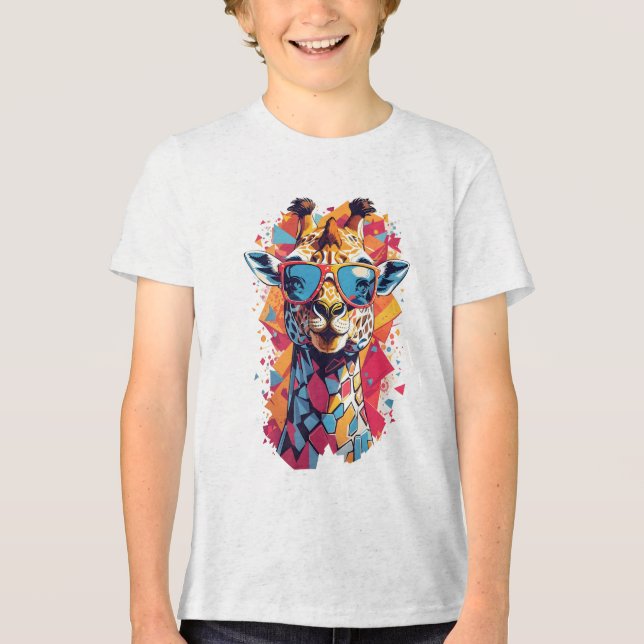 Graffiti Stil Giraff Porträtt-58567 T Shirt (Framsida)