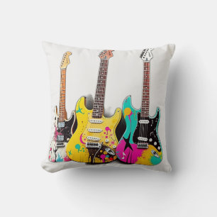 Graffiti Stil Guitars med Musik noter Kudde