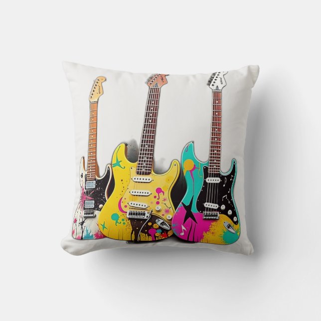 Graffiti Stil Guitars med Musik noter Kudde (Framsida)