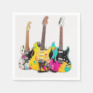 Graffiti Stil Guitars med Musik noter Pappersservett