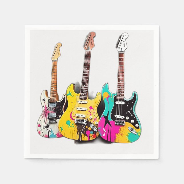 Graffiti Stil Guitars med Musik noter Pappersservett (Framsidan)