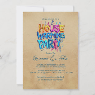 Graffiti Stil House beige Warm Party Inbjudningar