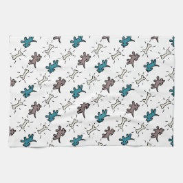 Graffiti stil Hundar och Bones White Hund Towel 4 Kökshandduk