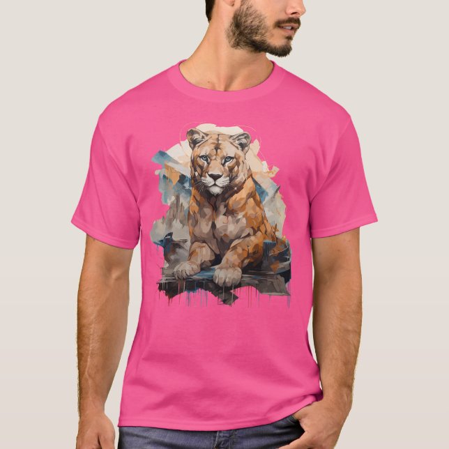 Graffiti Stil Mountain Lejon T Shirt (Framsida)