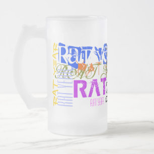 Graffiti stil Råtta Kinesiska året Zodiac Glass Mu Frostat Ölglas