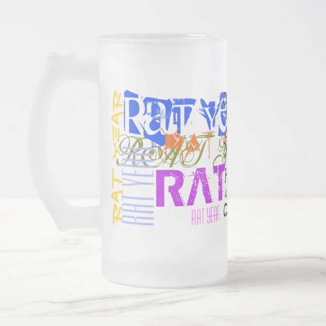 Graffiti stil Råtta Kinesiska året Zodiac Glass Mu Frostat Ölglas (Vänster)