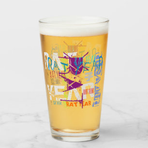 Graffiti stil Råtta Kinesiskt år Zodiac Beer Glass Glaskopp