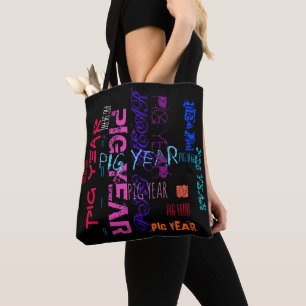 Graffiti stil Repating Gris Year 2019 Tote Bag Tygkasse