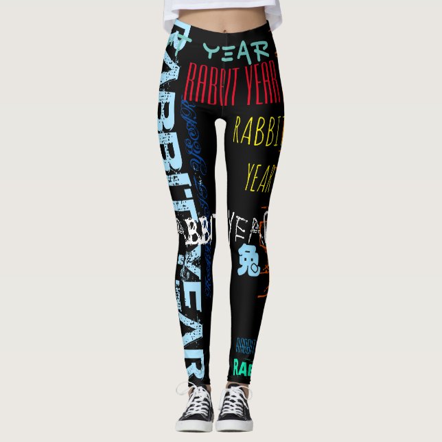 Graffiti stil Repating Rabbit Year 2023 L Leggings (Framsida)