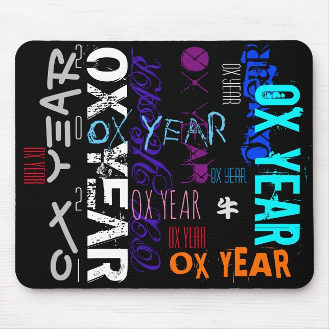 Graffiti stil Repeat Ox Year 2021 Mouse Pad Musmatta (Framsidan)