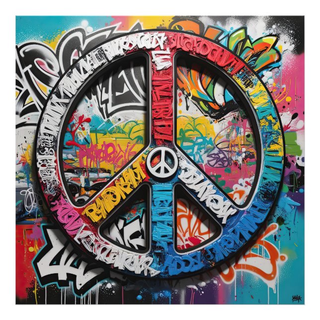 Graffiti Street Art A Canvas for Peace Symbols Fototryck (Framsidan)