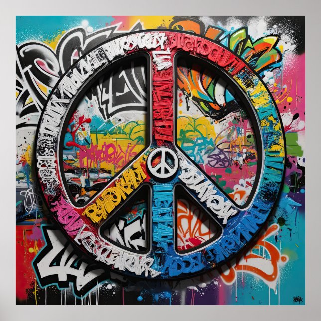 Graffiti Street Art A Canvas for Peace Symbols Poster (Framsidan)