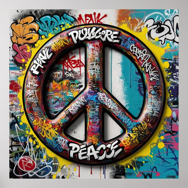 Graffiti Street Art A Canvas for Peace Symbols Poster (Framsidan)