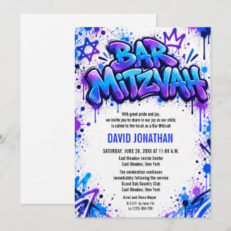 Graffiti Street Art Bar Mitzvah Anpassad Inbjudningar