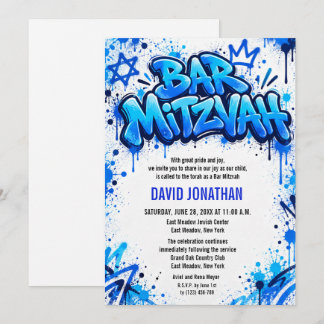 Graffiti Street Art Bar Mitzvah Anpassad Inbjudningar