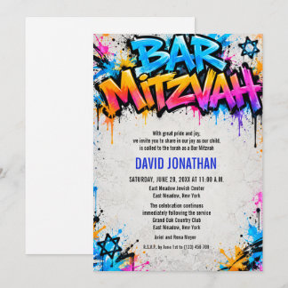 Graffiti Street Art Bar Mitzvah Anpassad Inbjudningar