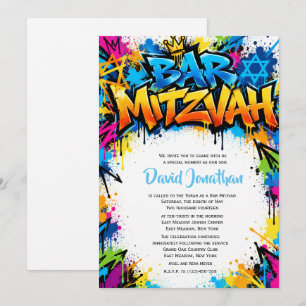 Graffiti Street Art Bar Mitzvah Anpassad Inbjudningar