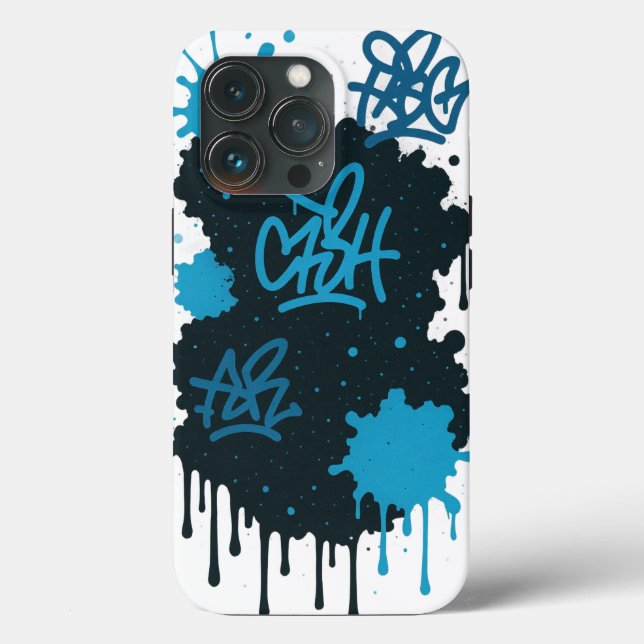 Graffiti Street Art – Coque iPhone Splash Bleu & N (Baksida )