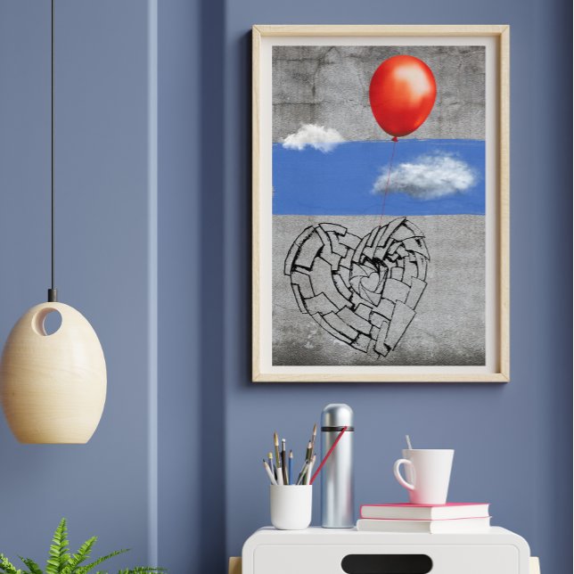 Graffiti Street Art Light-Heart Red ballon Poster (Skapare uppladdad)