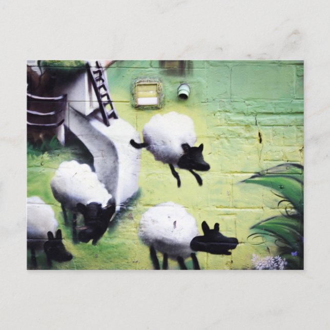 Graffiti/Street Art Sheep Jumping Vykort (Framsida)