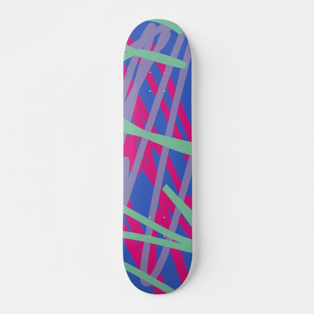 Graffiti Street Art Urban Linjer Blue Rosa Lila  Mini Skateboard Bräda 18,5 Cm (Framsida)