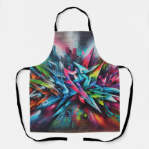 Graffiti Streetart auf Ziegelwand mit Skyline 