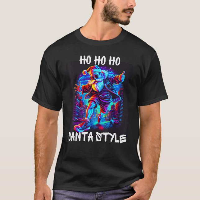 Graffiti Style Ho Ho Ho Santa Underground Style T Shirt (Framsida)