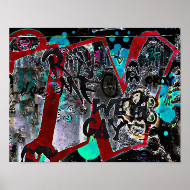 Graffiti Svart Röd Urban Gatuvägg Konst Poster (Framsidan)