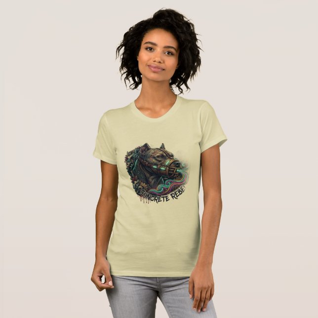 Graffiti T-Shirt i betongrebell pitbull (Hel framsida)